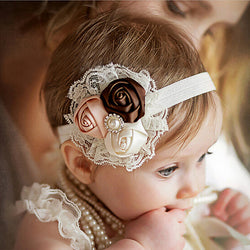 Roses With Lace & Imitation Pearl Headband Hair Accessory