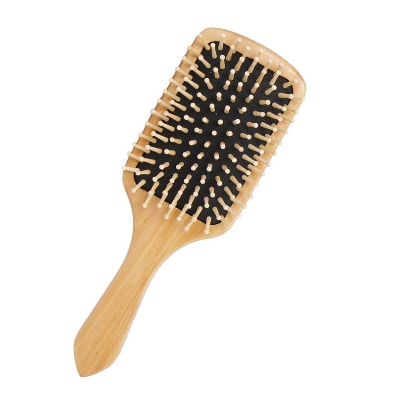 Professional Wooden Paddled Cushion Massage Hair Brush ...