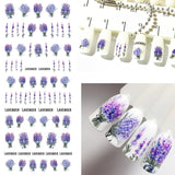 1 Sheet Blooming Purple Lavender Flower Water Decals Nail Art Transfer Decals Nail Art