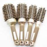Professional Salon Styling Nano Ionic Boar Bristle Round Barrel Hair Brush 4 Piece Set