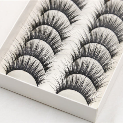 A 10 Pair Pack Of Long, Thick, Black Party False Eyelashes