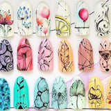 1 Sheet Water Nail Art Decal Nail Art Stickers Lace, Flora & Feathers In A Choice Of Colour