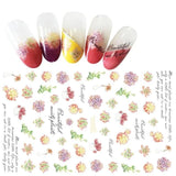 3D Embossed 1 Sheet Garden Flowers Nail Art Sticker Flower Adhesive Nail Art