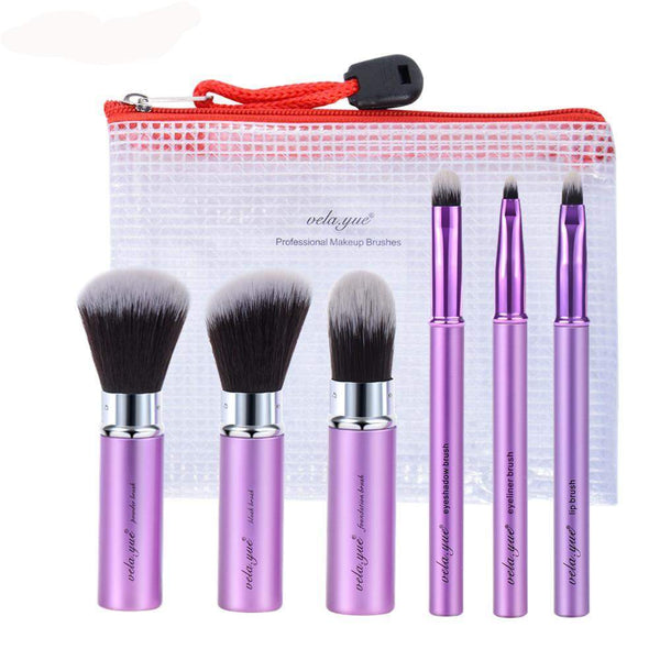 Retractable 6 Piece Travel Makeup Brush Set Beauty Tool Kit with CoverRetractable 6 Piece Travel Makeup Brush Set Beauty Tool Kit with Cover and Case.
Professional minature brushes that are perfect  for everyday makeup application thatlavishhairandbeauty.comRetractable 6 Piece Travel Makeup Brush Set Beauty Tool Kit